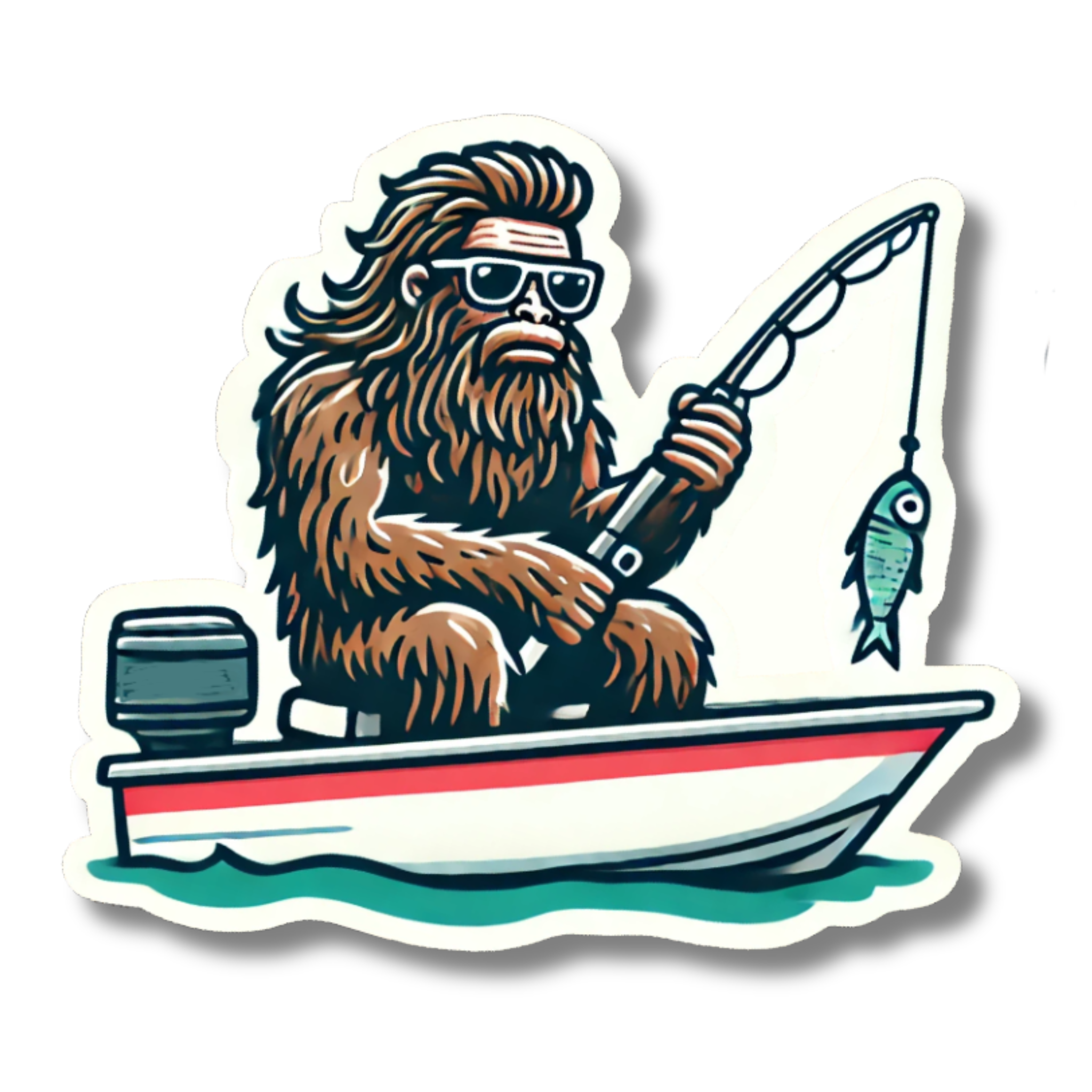 Funny Bigfoot Fishing Sticker