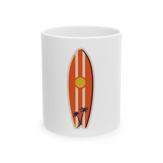 Retro Fish Surfboard Graphic Novelty Ceramic Coffee Mug