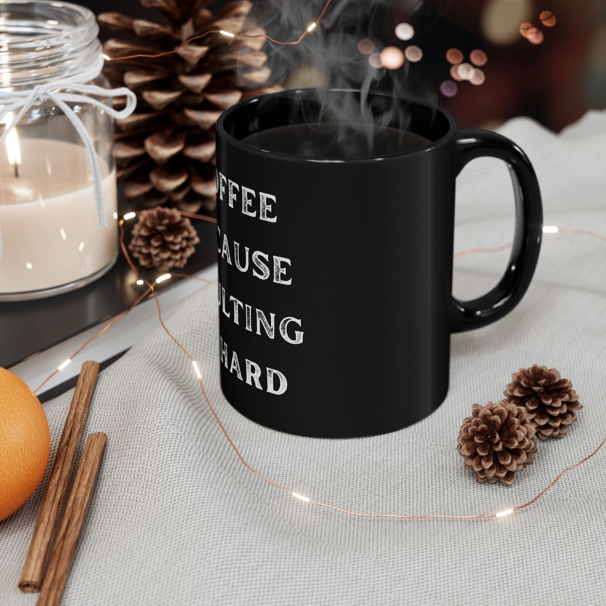 Coffee Because Adulting Is Hard Funny Office Gift Ceramic Black Coffee Mug