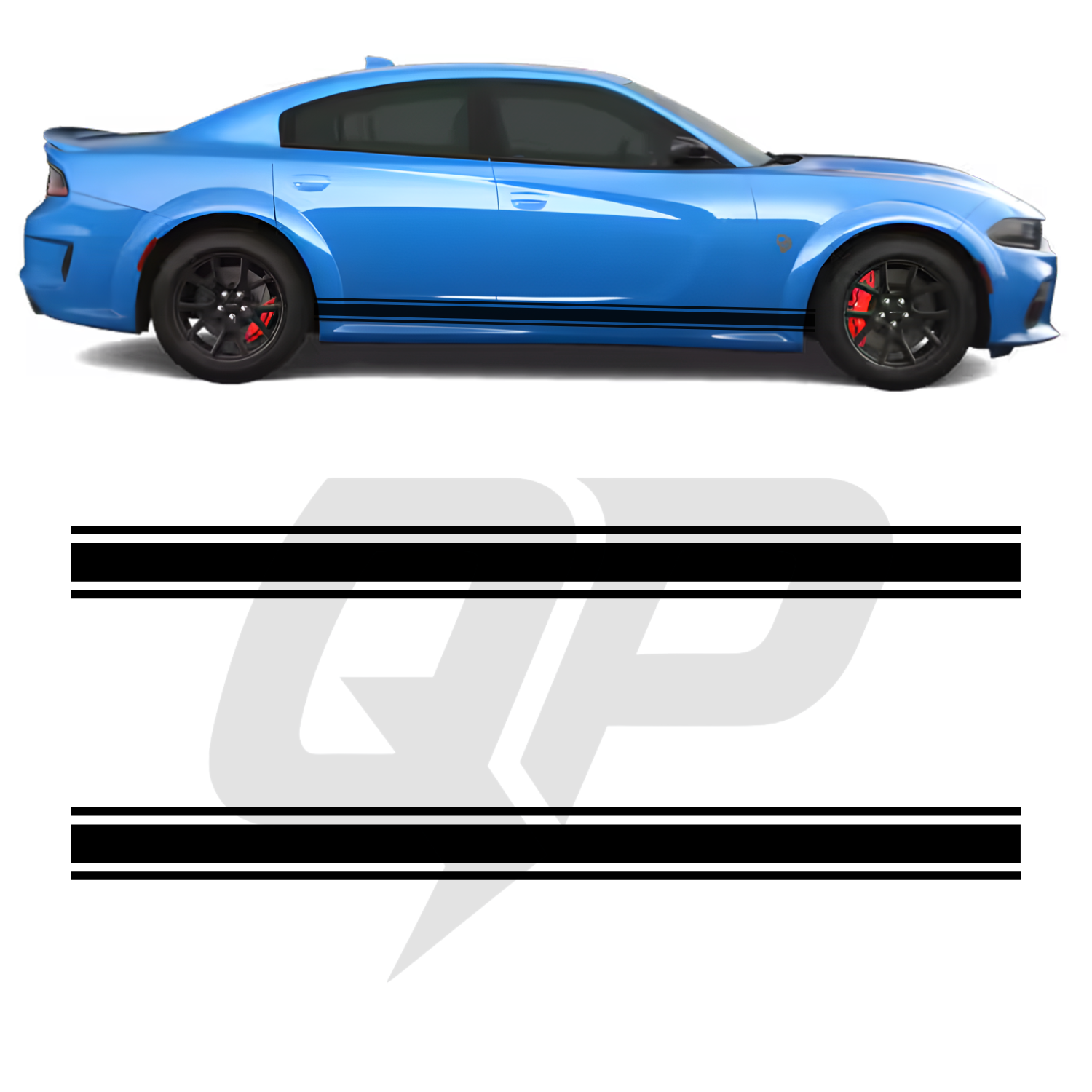 Dodge Charger Triple Side Stripe Decals - 3-Stripe Rocker Panel Kit Set of 2 (2011-2023)
