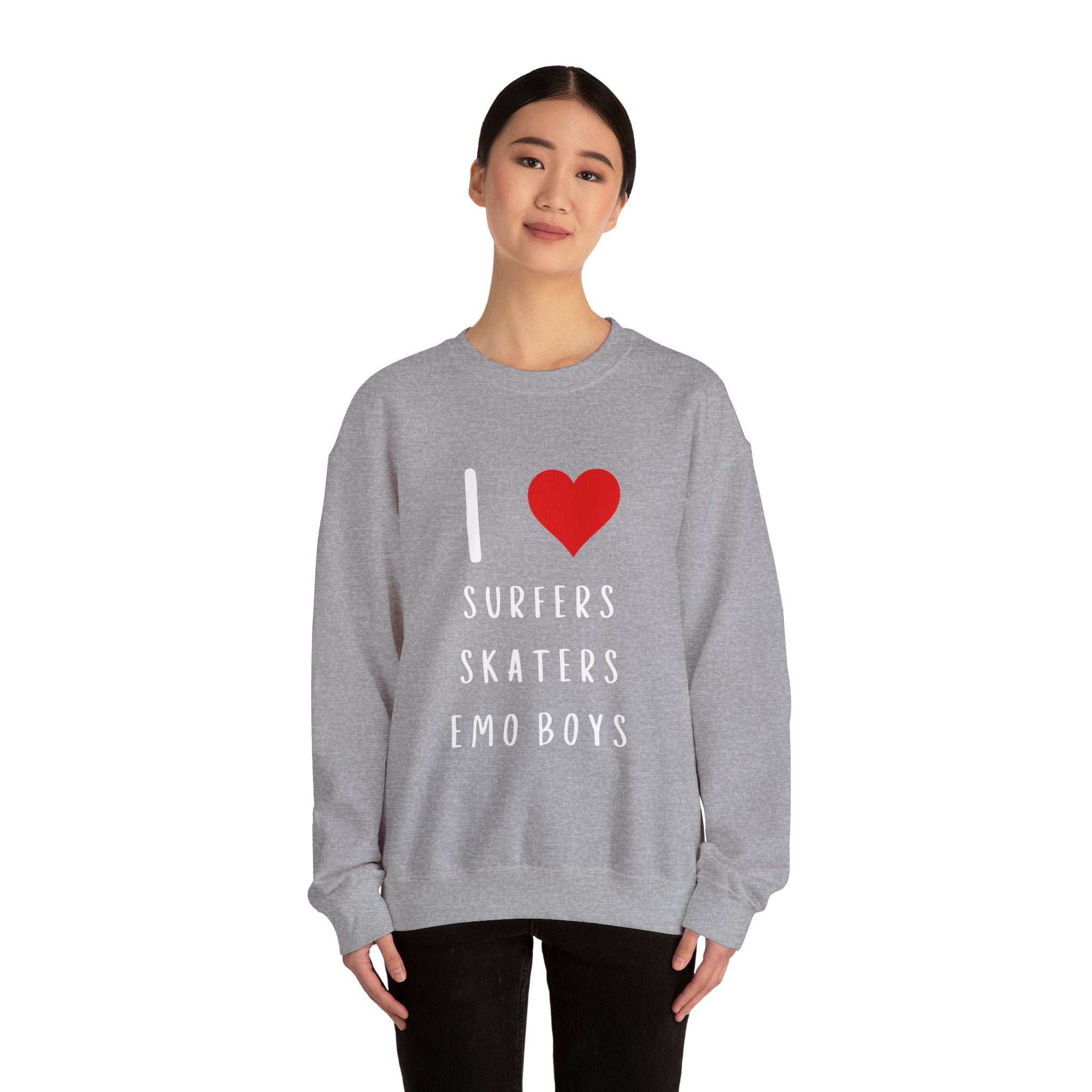 Copy of Funny Women's I Love Surfers Skaters Emo Boys Graphic Novelty Sweatshirt