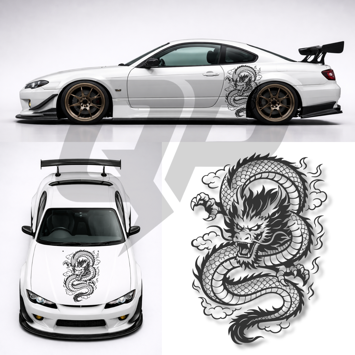 Universal 45" Serpent Dragon Decal - Asian Style Hood Graphics Kit