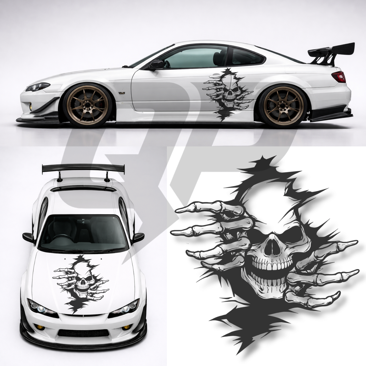 45" Universal Skull & Claws Decal - Racing JDM Hood Graphics Kit