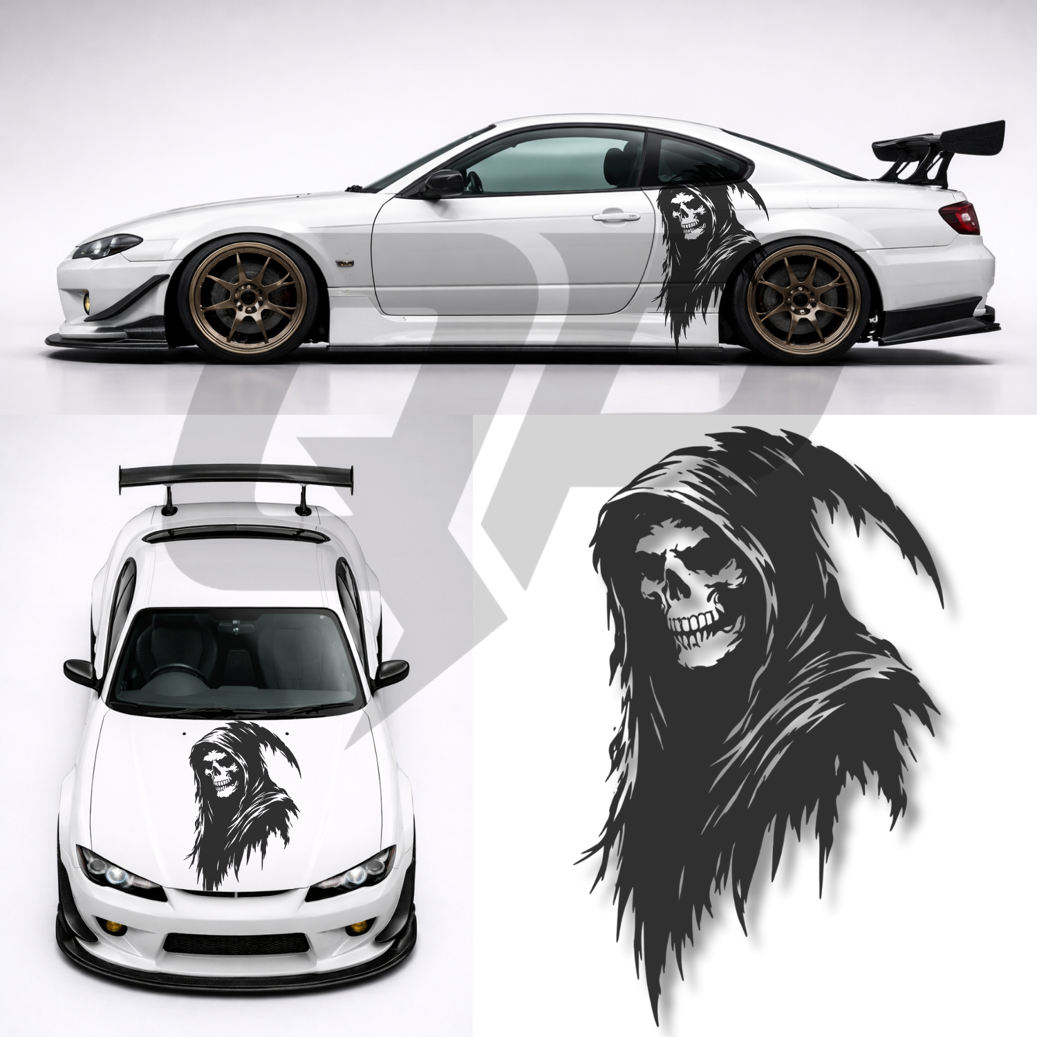 45" Universal Hooded Reaper Decal - Racing JDM Hood Graphics Kit