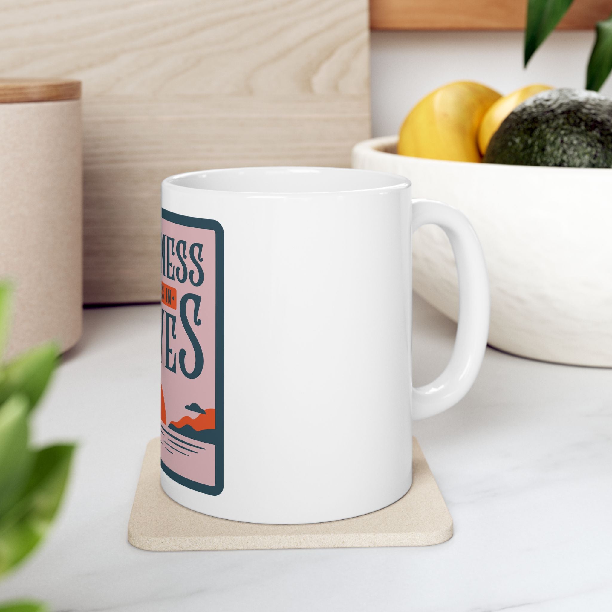 Retro Wave Ocean Beach Graphic Novelty Ceramic Coffee Mug