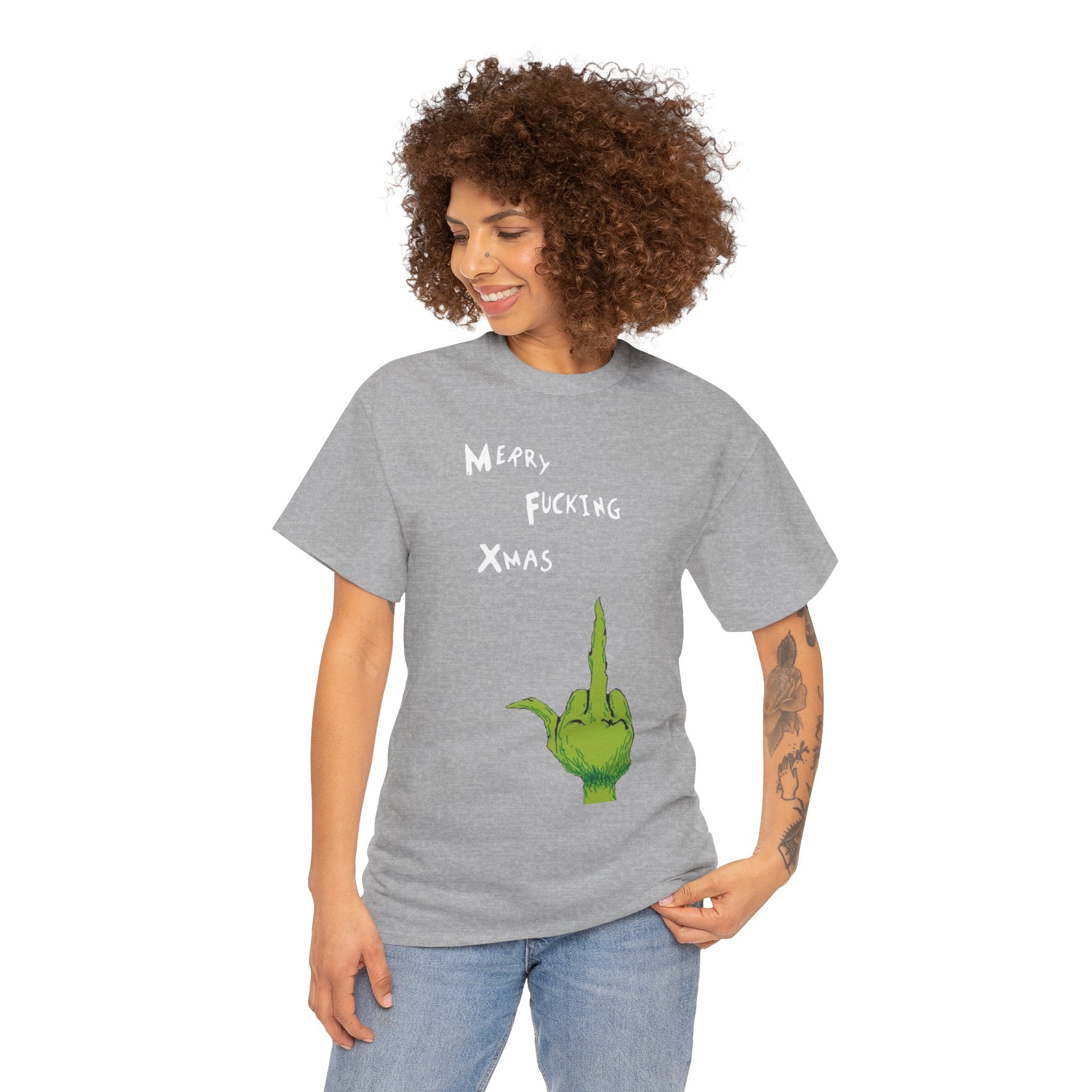 Merry F*cking Christmas Grinch Movie Funny Unisex Heavy Cotton Tee