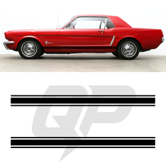 Ford Mustang Classic Triple Side Stripe Decals - 3-Stripe Rocker Panel Kit Set of 2 (1964-1973)