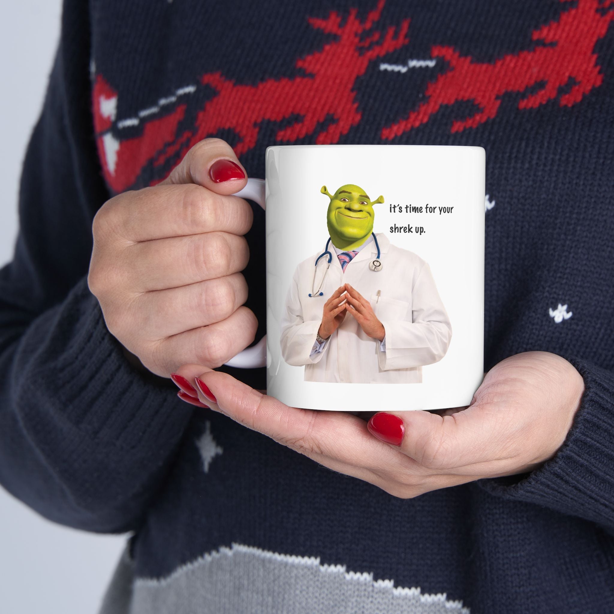 Funny Shrek Up Meme Coffee Ceramic Mug