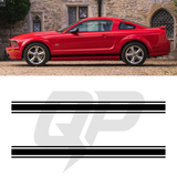 Ford Mustang GT Triple Side Stripe Decals - 3-Stripe Rocker Panel Kit Set of 2 (2005-2009)
