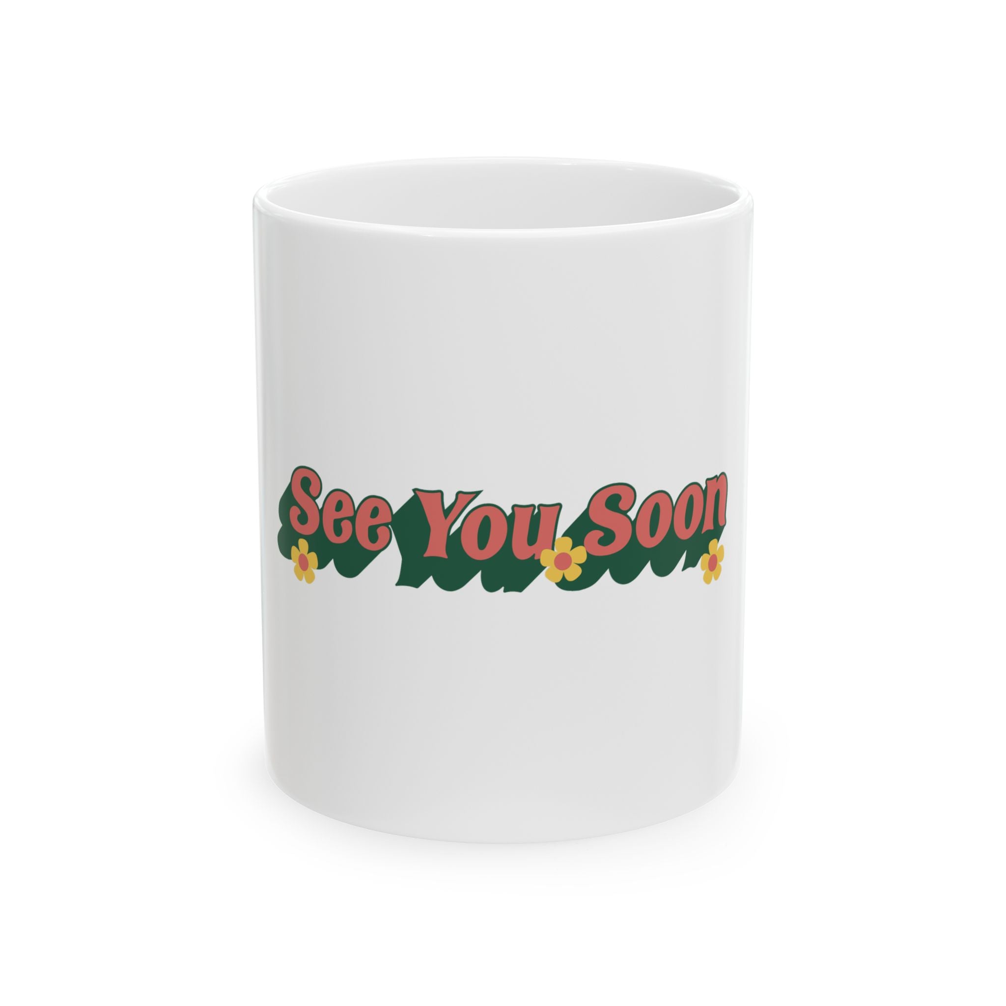 Cute Vintage Retro See You Soon Flowers Ceramic Coffee Mug