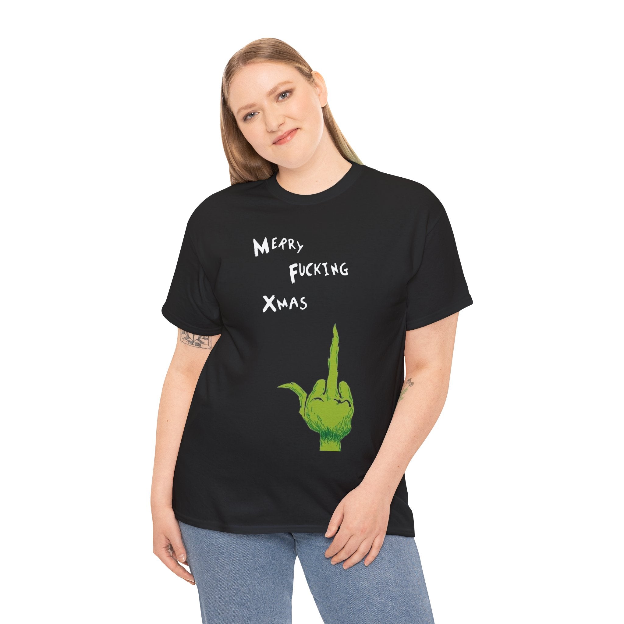 Merry F*cking Christmas Grinch Movie Funny Unisex Heavy Cotton Tee