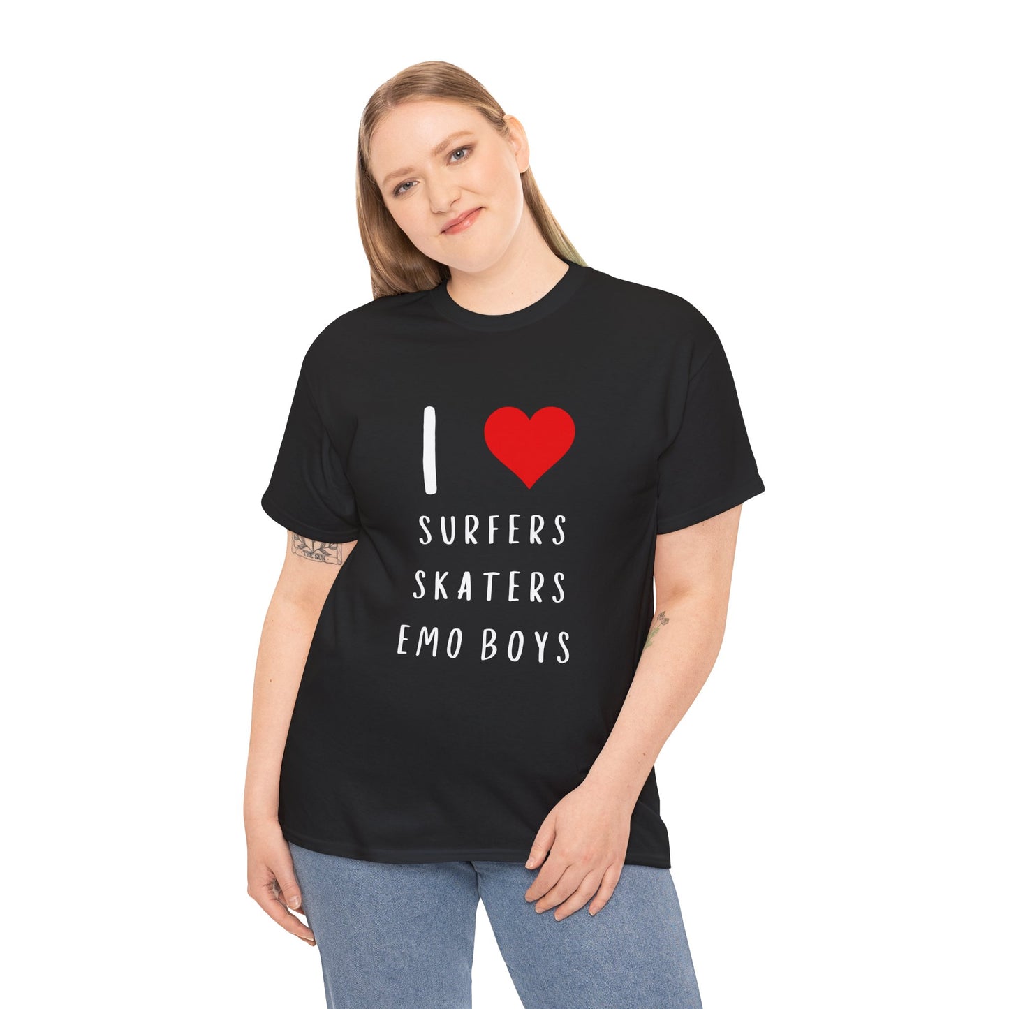 Funny Women’s "I Love Surfers, Skaters, Emo Boys" Graphic T-Shirt