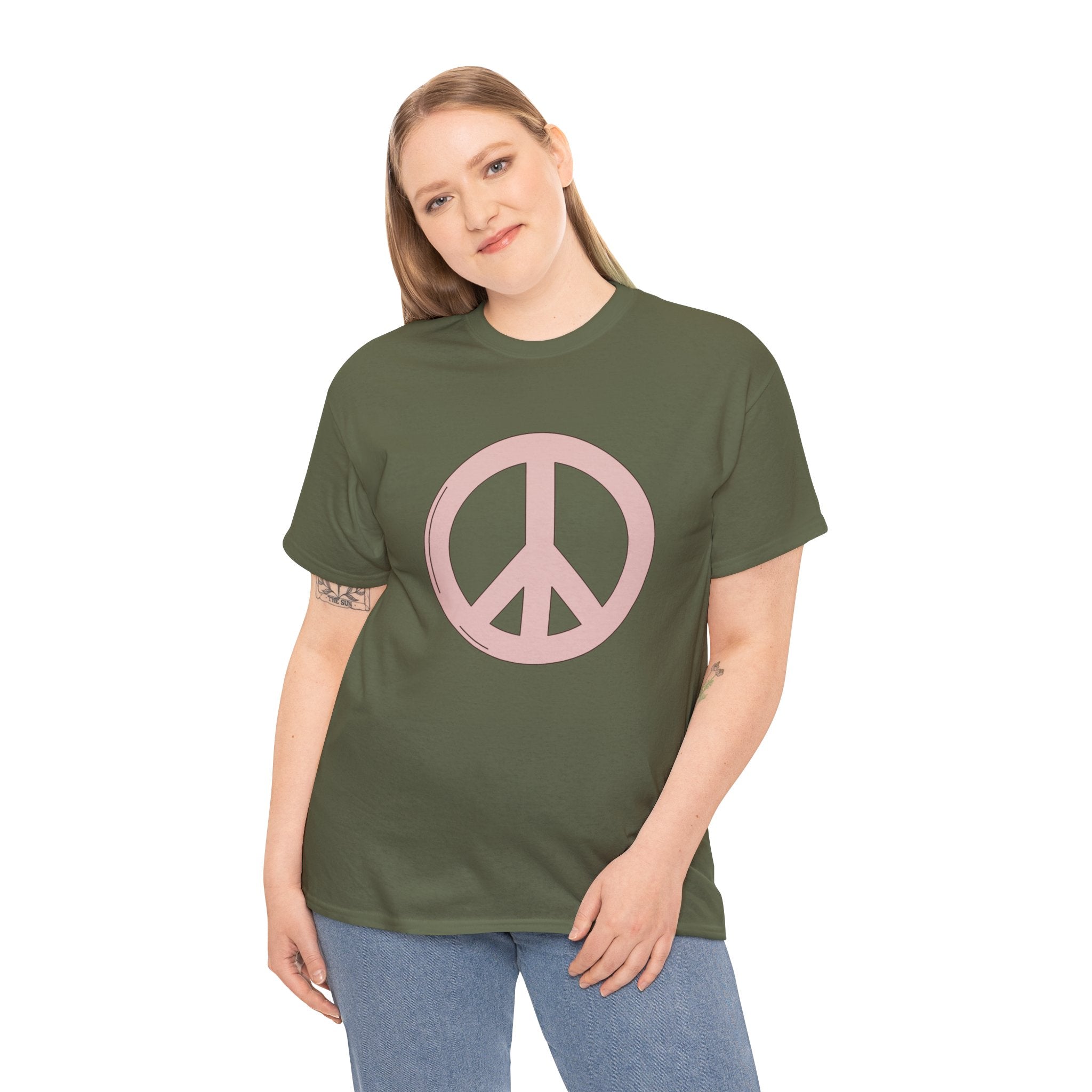 Cute Retro Pink Peace Sign Unisex Graphic Novelty Shirt Tee