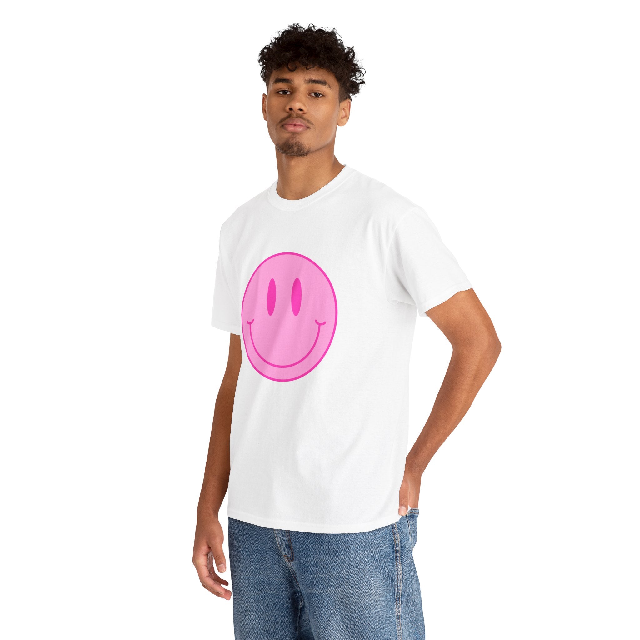 Cute Smile Face Retro Pink Unisex Graphic Novelty Shirt Tee