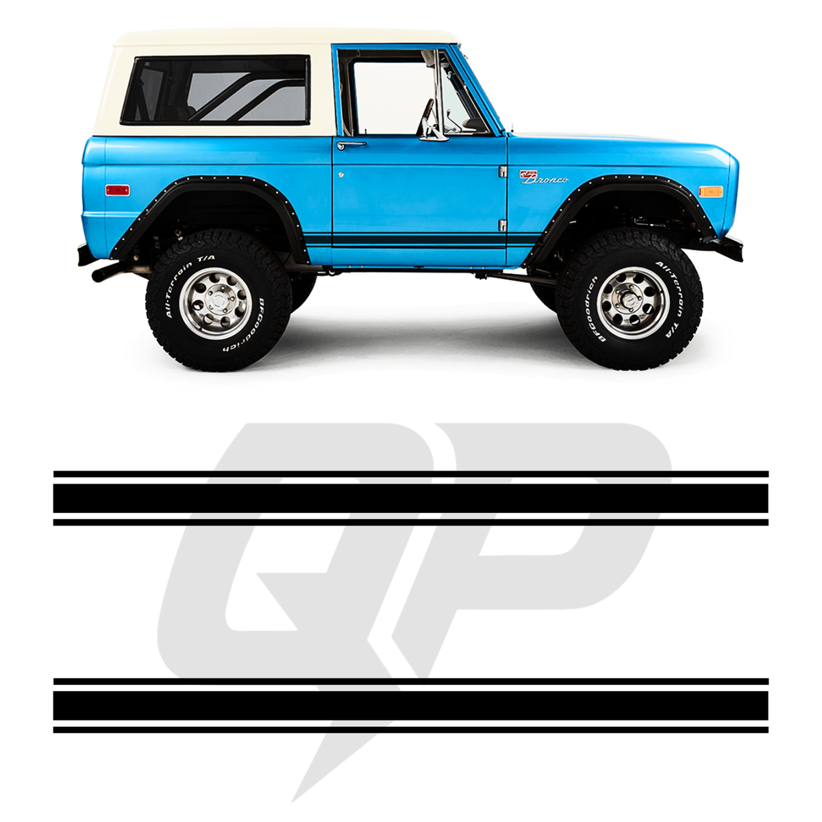 Ford Bronco Classic Triple Side Stripe Decals - 3-Stripe Door Kit Set of 2 (1966-1977)