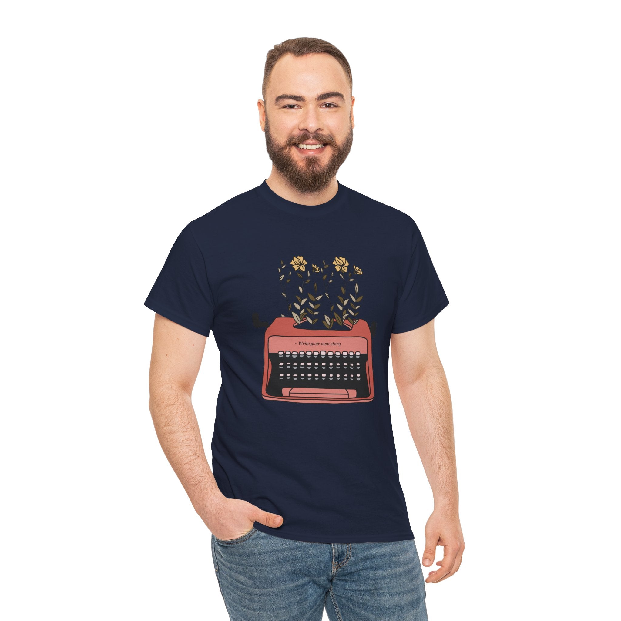 Cute Typewriter Flowers Retro Unisex Graphic Novelty Shirt Tee