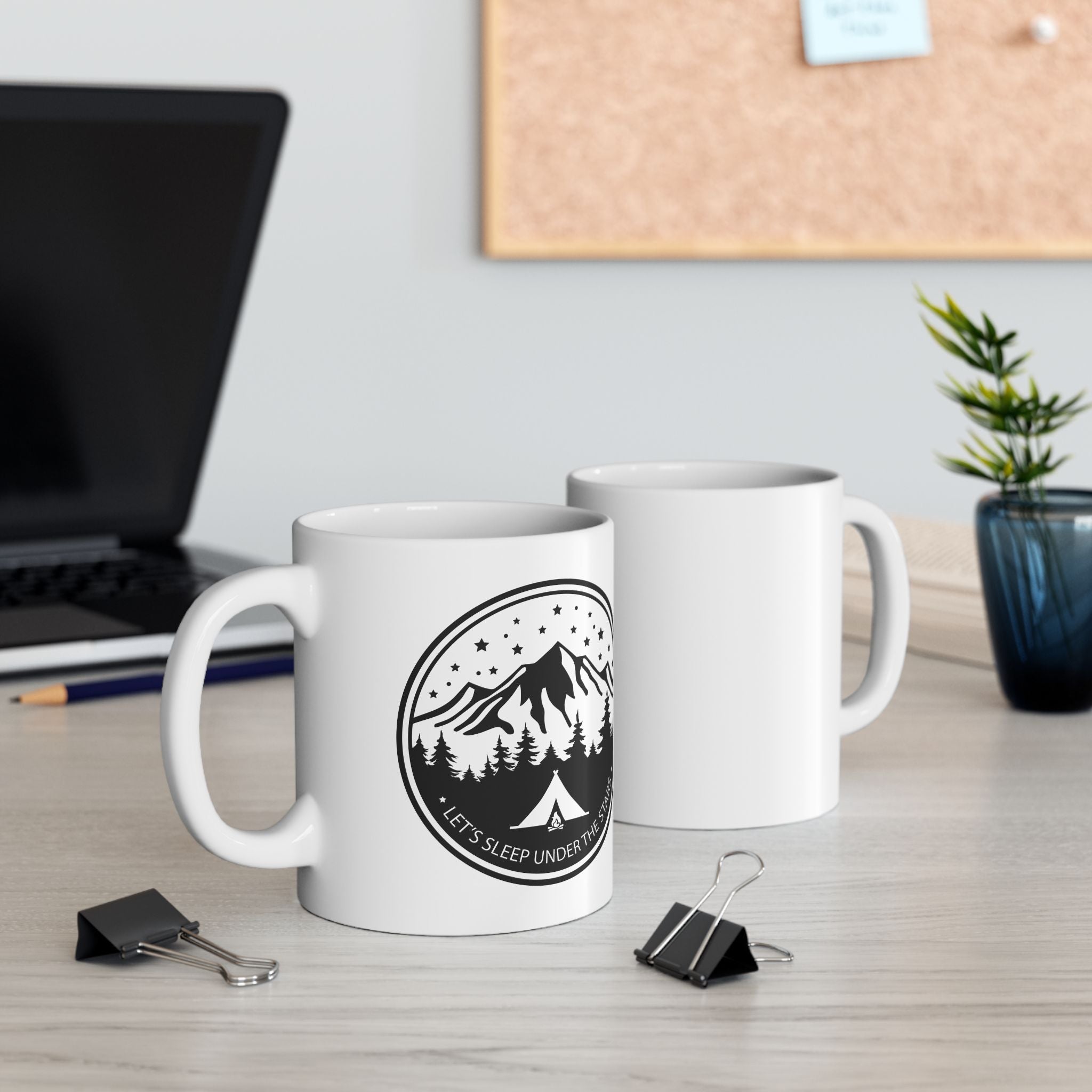 Camping Outdoors Tent Mountains Trail Novelty Coffee White Ceramic Gift Mug