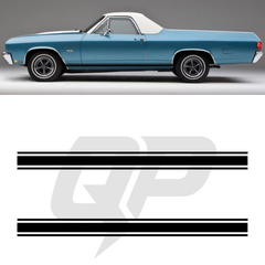 Chevy El Camino Triple Side Stripe Decals - 3-Stripe Rocker Panel Kit Set of 2 (1968-1977)
