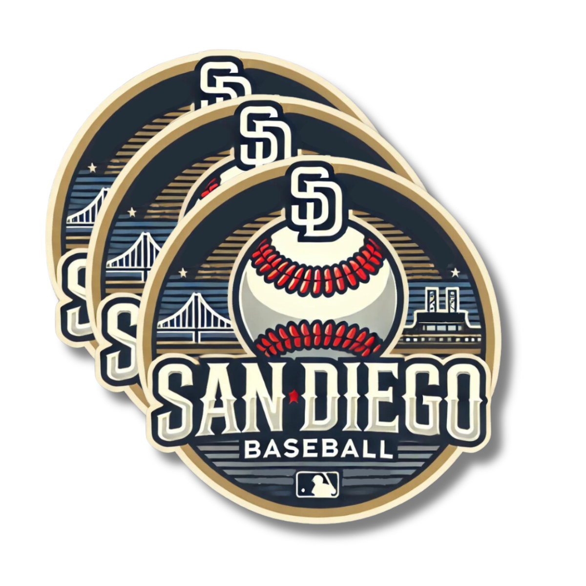 San Diego Baseball Souvenir Bumper Sticker - 3 Pack