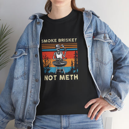 Smoke Brisket Not Meth Funny Meme Sobriety Skeleton Punk Mens Womens Shirt