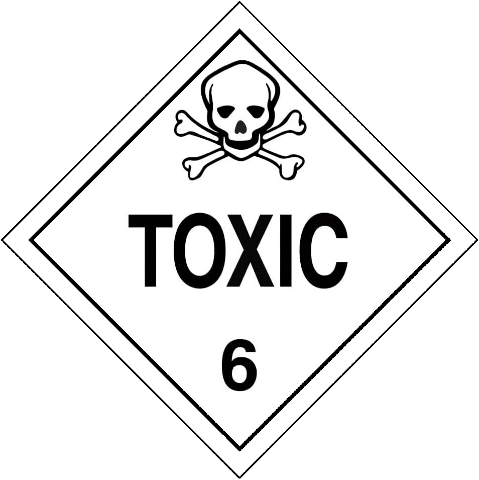 Toxic worded placards display hazard class 6 Safety 5" Decal Sticker