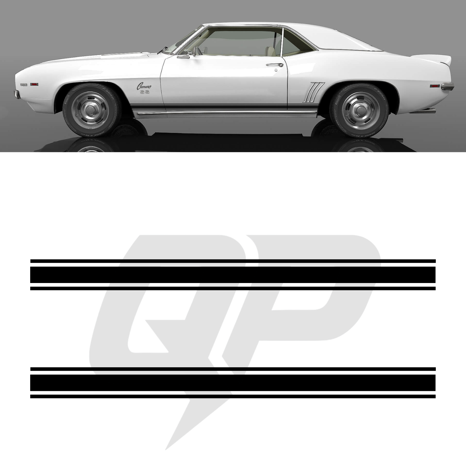 Chevy Camaro Classic Triple Side Stripe Decals - 3-Stripe Rocker Panel Kit Set of 2 (1967-1969)
