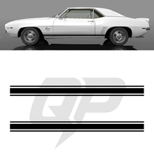 Cargar imagen en el visor de la galería, Chevy Camaro Classic Triple Side Stripe Decals - 3-Stripe Rocker Panel Kit Set of 2 (1967-1969)