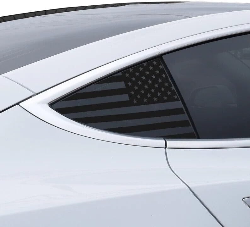 Rear Quarter Window American Flag Decal Fits: Tesla Model 3 (Set of 2)