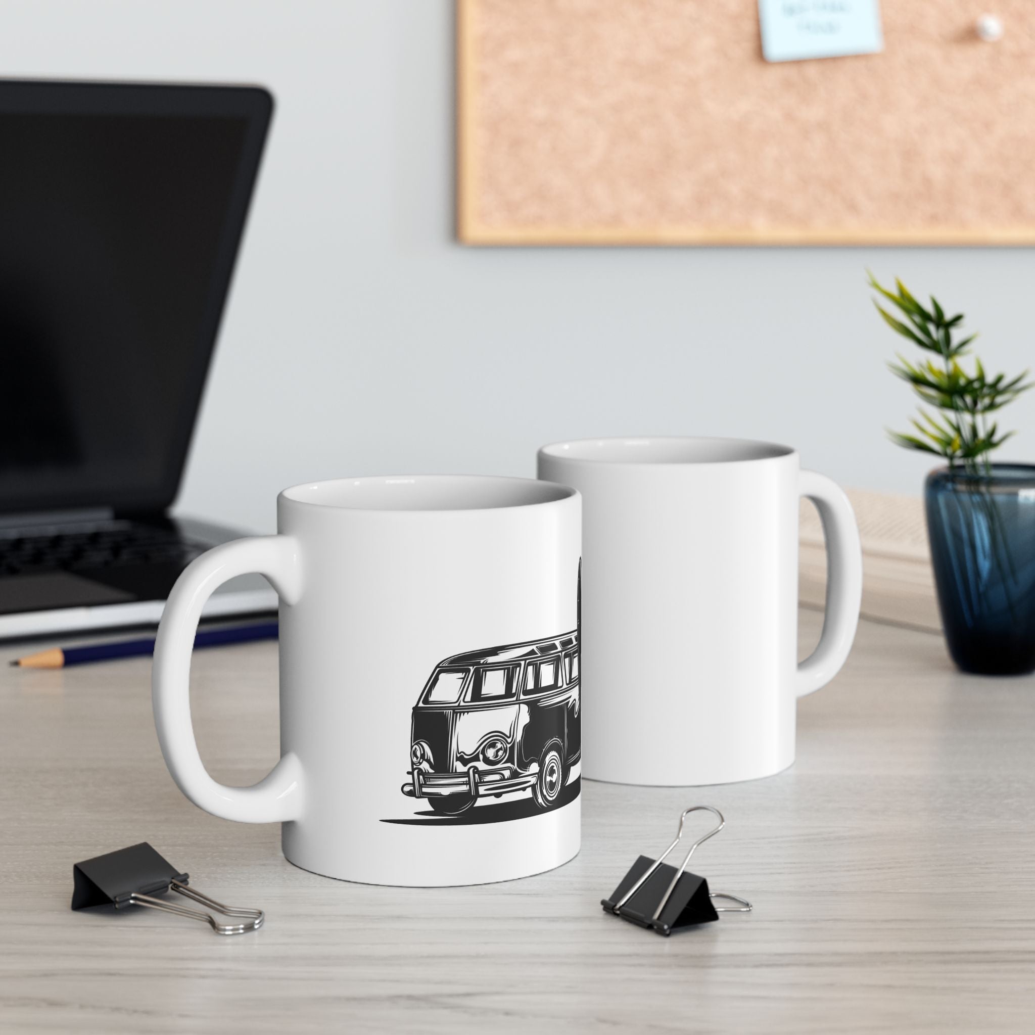 Vintage Bus Beach Surf Ceramic Coffee Mug