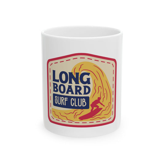 Long Board Surfing Retro Graphic Novelty Ceramic Coffee Mug