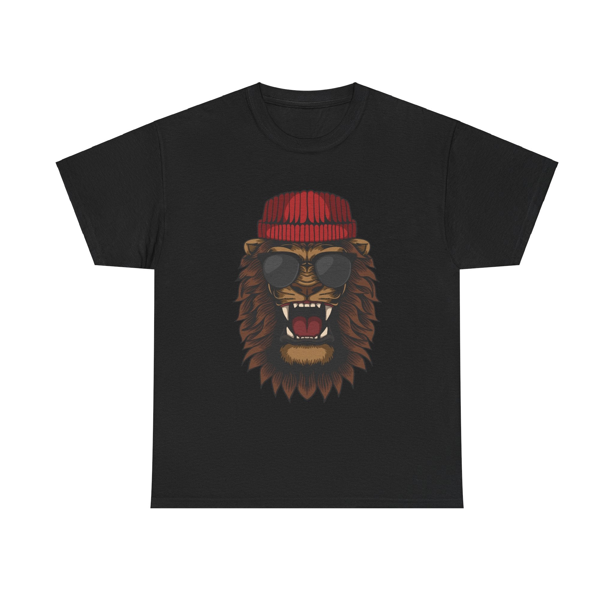 Hipster Lion Beanie Fashion Unisex Mens Womens T-Shirt