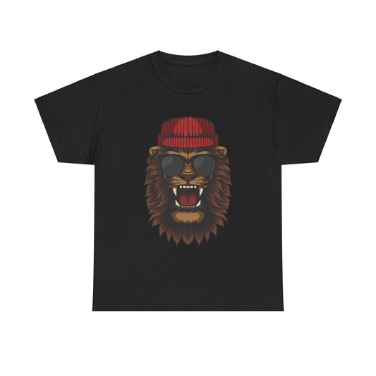 Hipster Lion Beanie Fashion Unisex Mens Womens T-Shirt