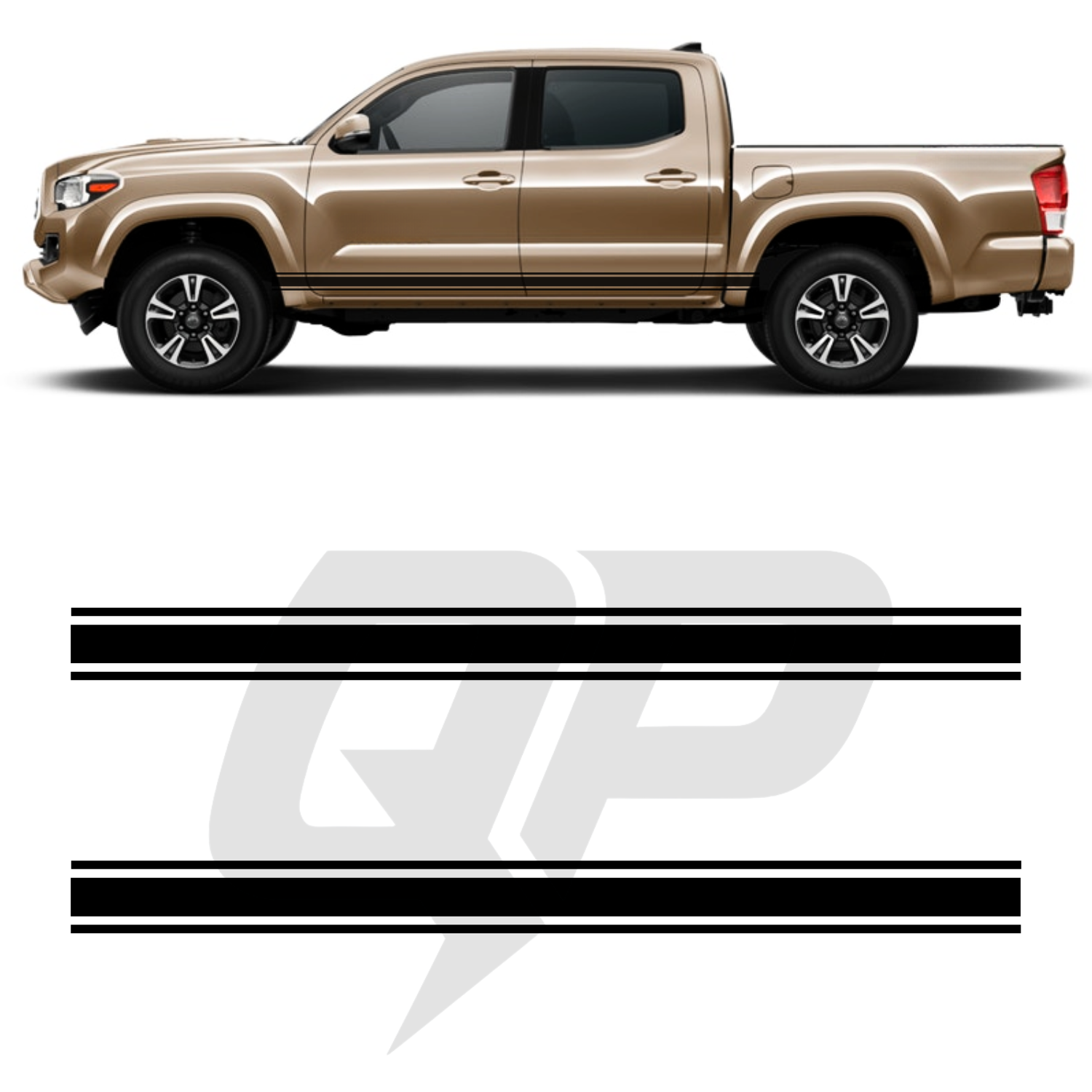 Toyota Tacoma Triple Side Stripe Decals - 3-Stripe Rocker Panel Kit Set of 2 (2016-2023)