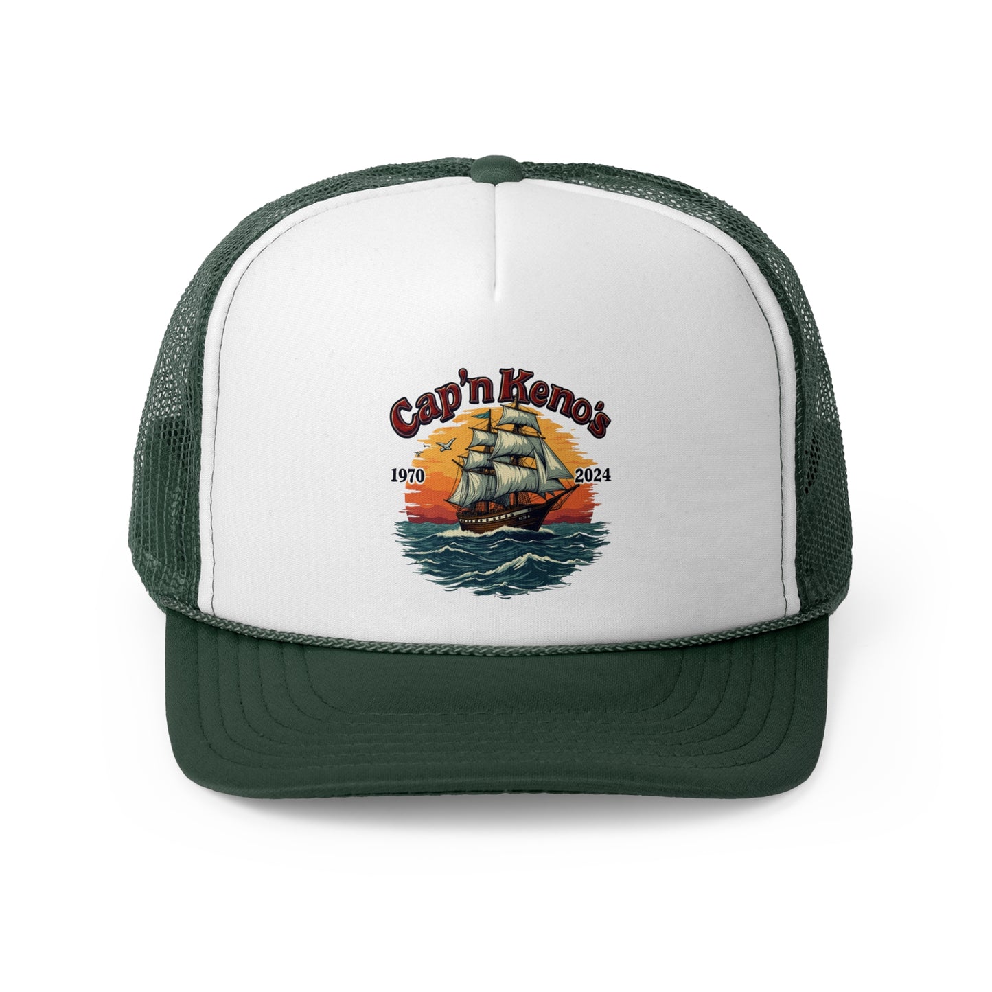 Cap'n Kenos Encinitas California Tribute Sailor Graphic Trucker Caps