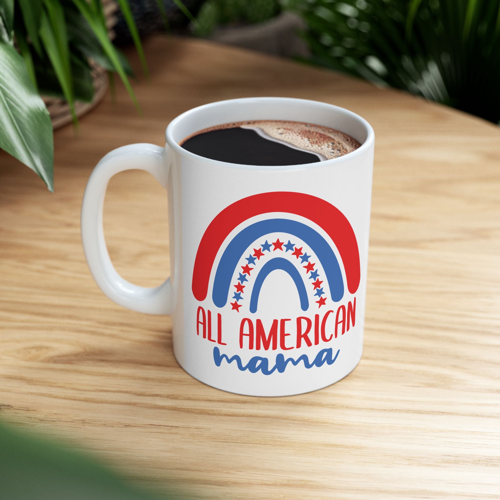 All American Mama Mom Patriotic USA Ceramic Coffee Mug