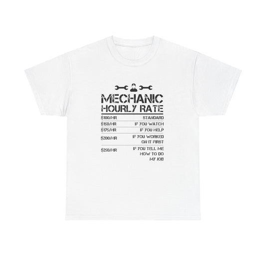 Mechanic Hourly Rate Meme Funny Auto Unisex Mens T-Shirt