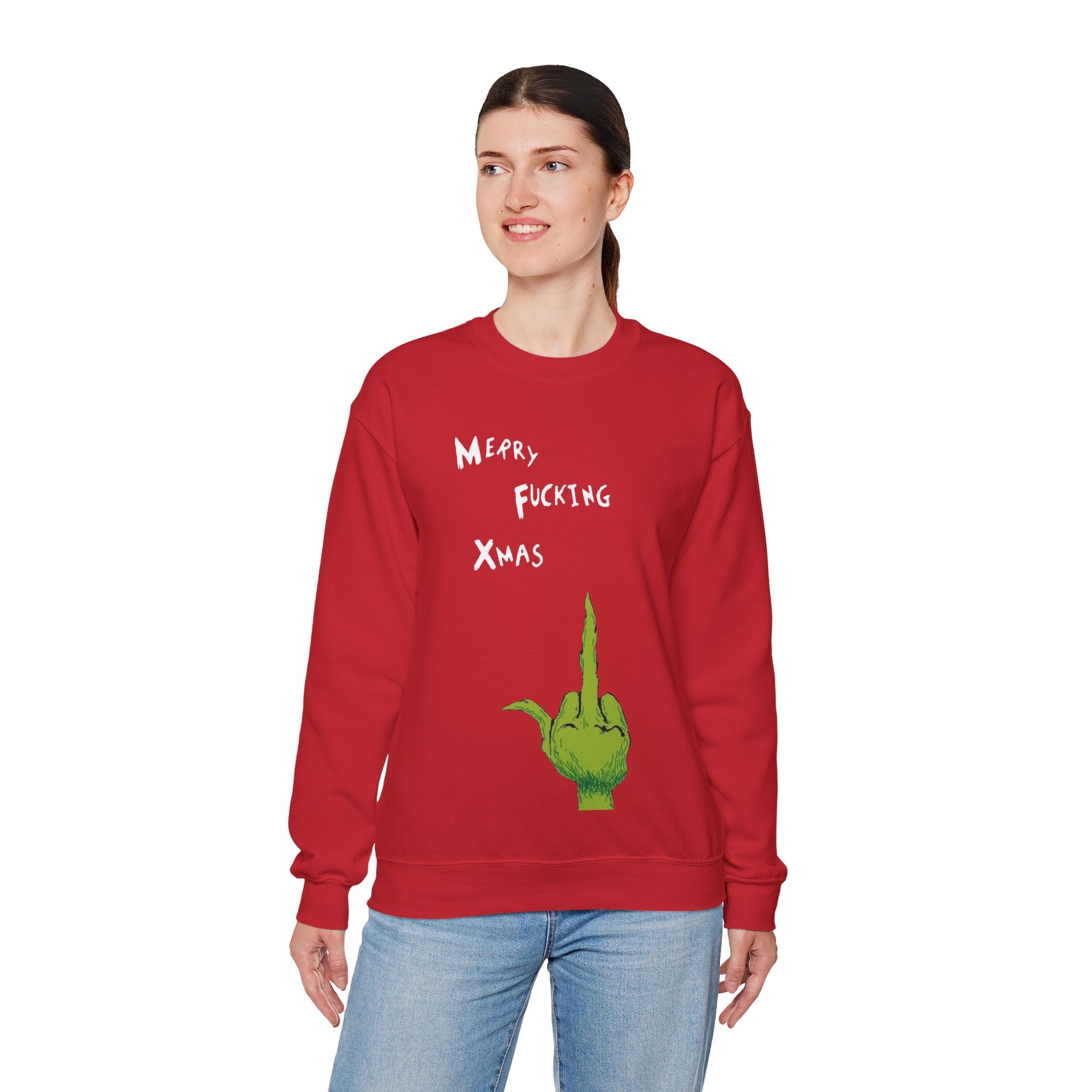 Merry F*cking Christmas Funny Grinch Movie Unisex Crewneck Sweatshirt