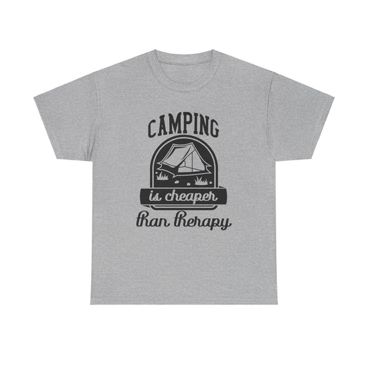 Funny Camping T-Shirt Gift Camping Is Cheaper Than Therapy Outdoors Hiking Tee