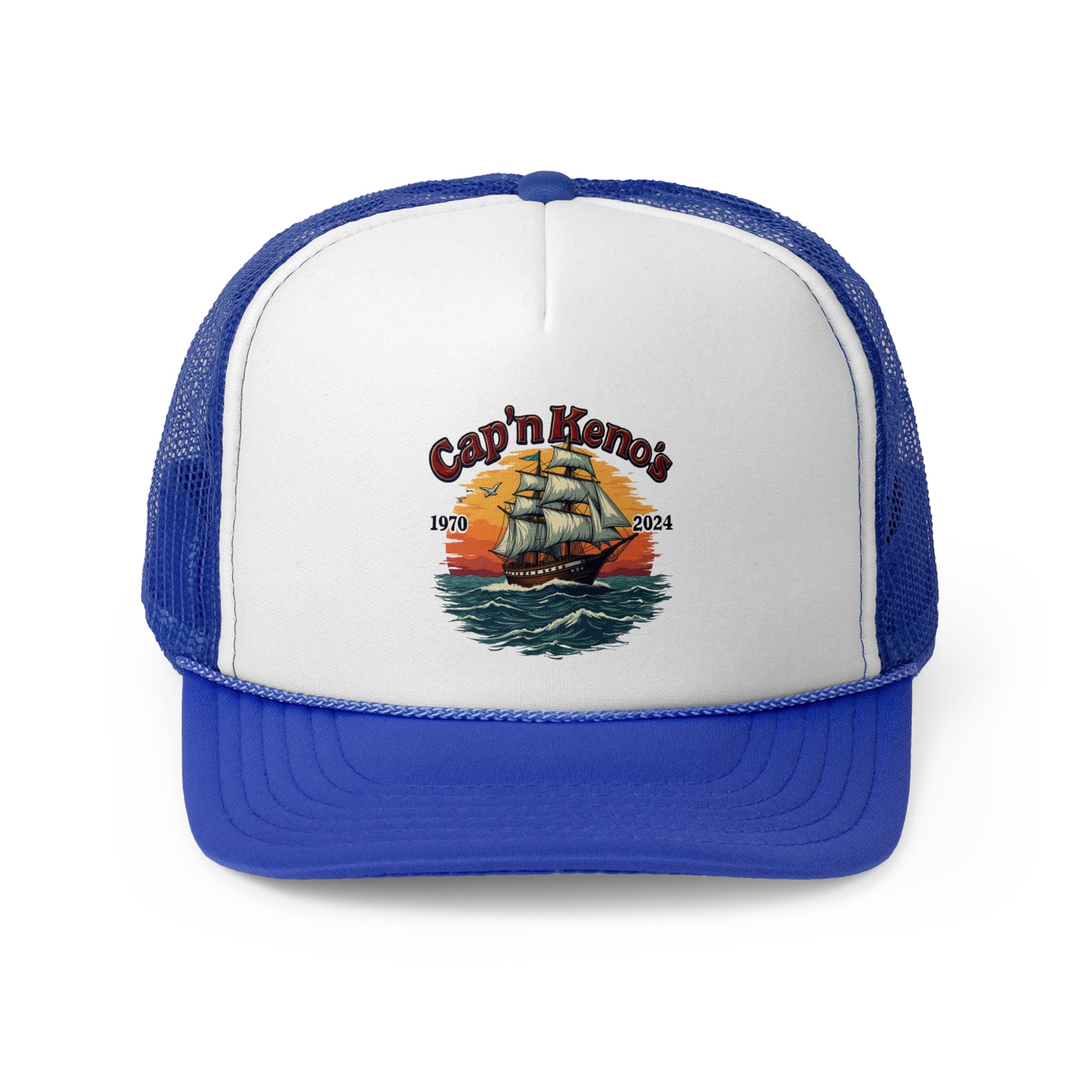 Cap'n Kenos Encinitas California Tribute Sailor Graphic Trucker Caps