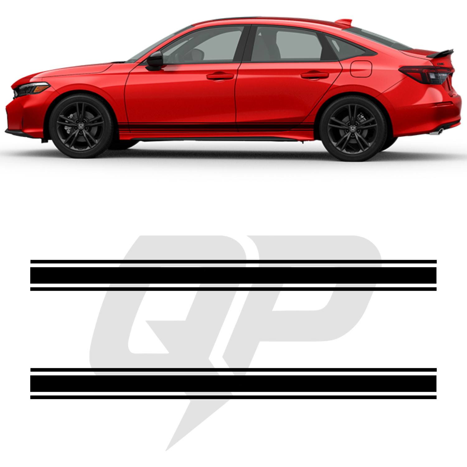 Honda Civic Triple Side Stripe Decals - 3-Stripe Rocker Panel Kit Set of 2 (2022-Present)