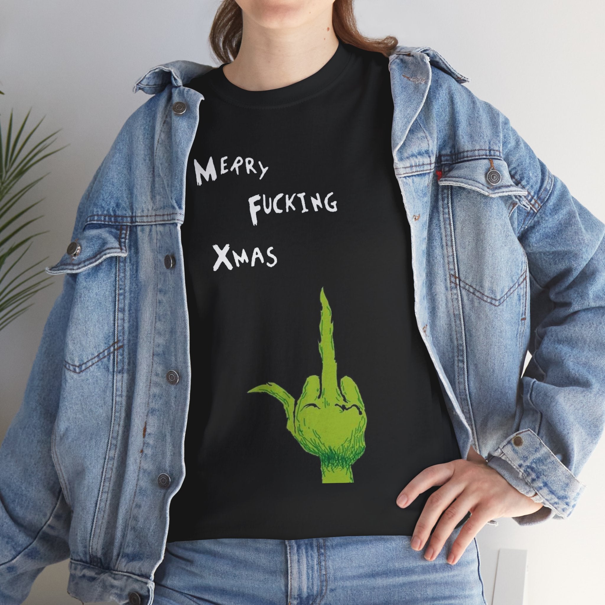 Merry F*cking Christmas Grinch Movie Funny Unisex Heavy Cotton Tee