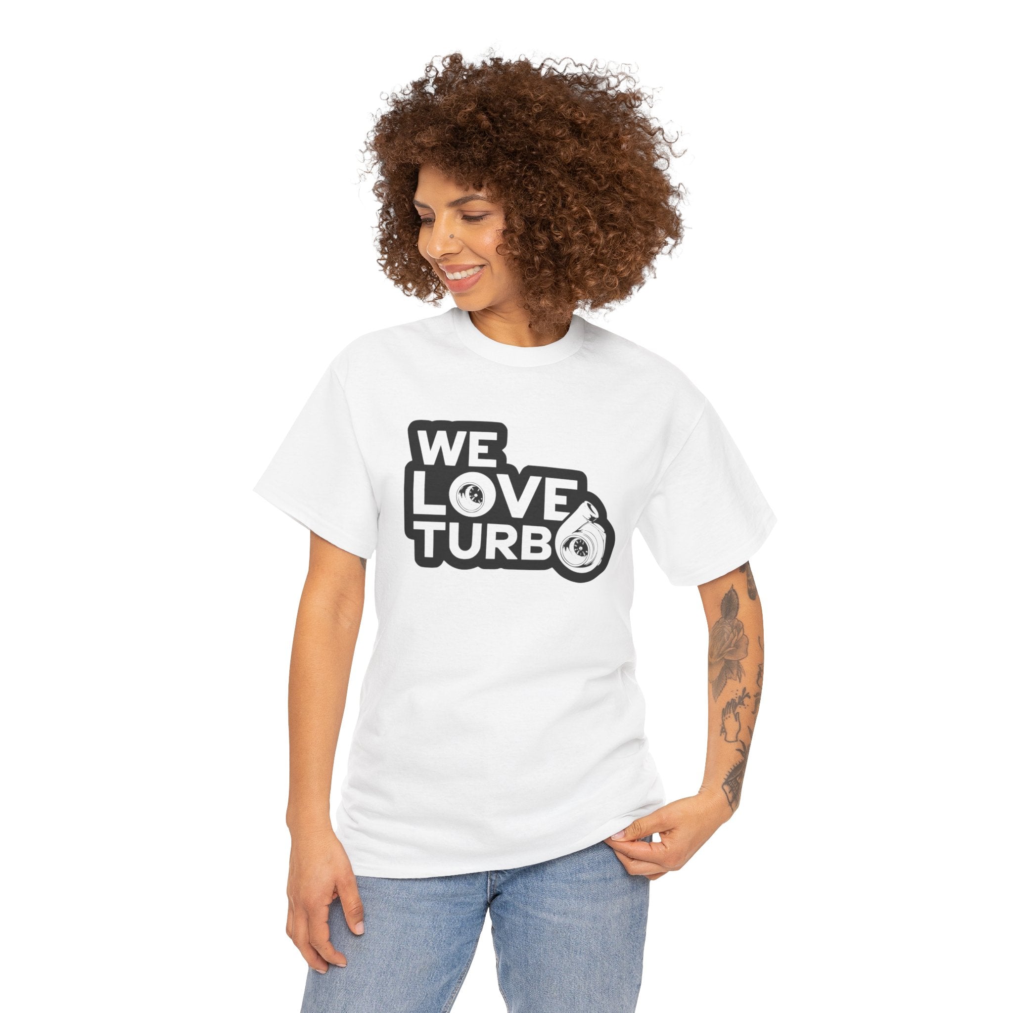 We Love Turbo Boost Drifting Race Car HP Adult Unisex Heavy Cotton Tee