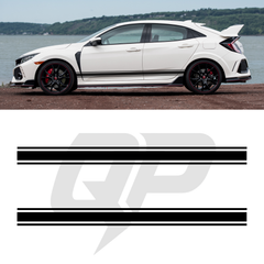 Honda Civic Type R Triple Side Stripe Decals - 3-Stripe Rocker Panel Kit Set of 2 (2017-2021)