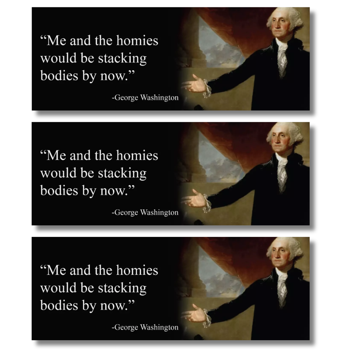 George Washington 8" Bumper Sticker Funny Meme NRA - 3 Pack