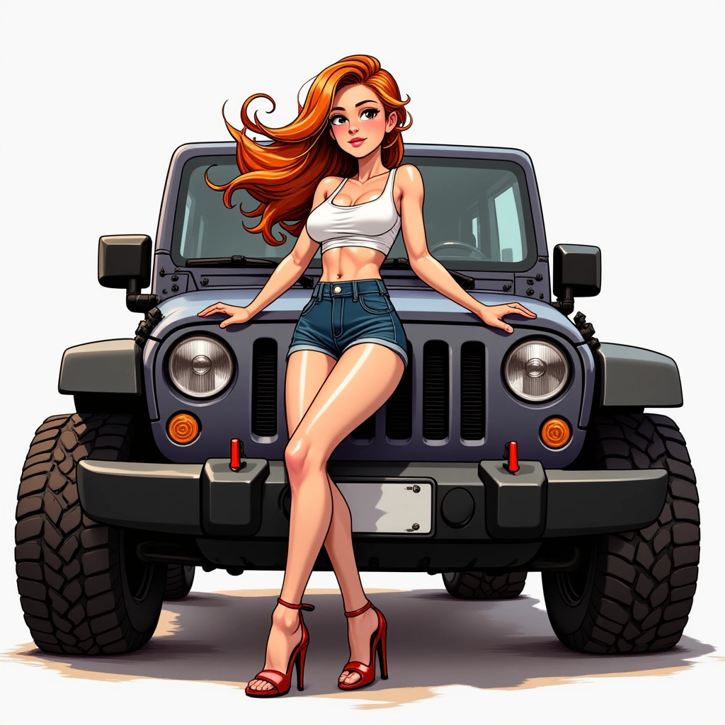 Off Road Truck Sticker 3-Pack – Sexy Pinup Girl Cartoon – 3" Water