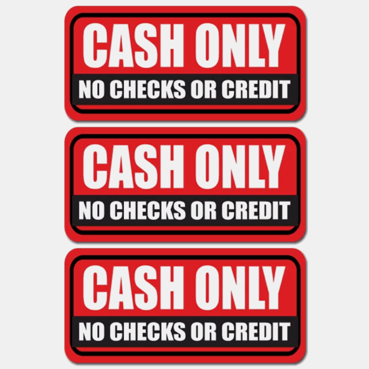 3x Cash Only stickers decal business register checks window ATM credit
