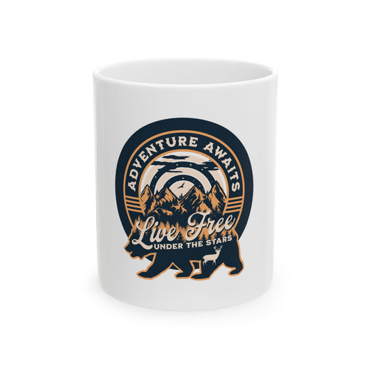 Outdoor Adventure Bear Camping Graphic Novelty Ceramic Coffee Mug