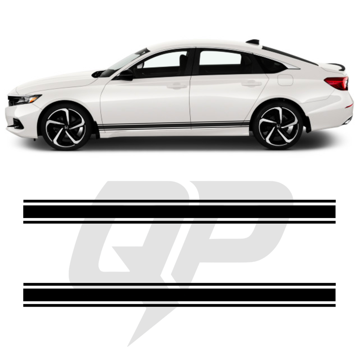 Honda Accord Triple Side Stripe Decals - 3-Stripe Rocker Panel Kit Set of 2 (2018-2022)