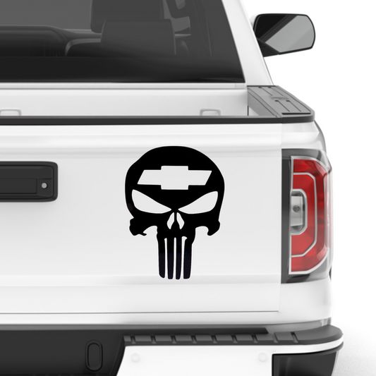 Chevy Punisher Skull Vinyl Decal Sticker