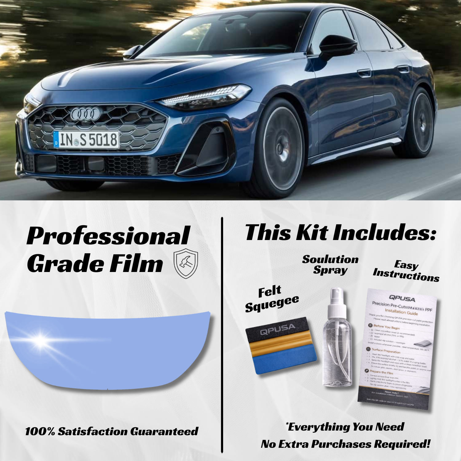 Audi A5 (2025-2026) Partial Hood PPF Protection Kit - Pre-Cut